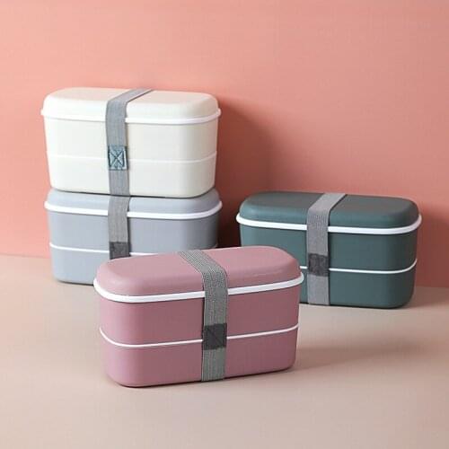 1PCS 900ml Healthy Material Lunch Box 2 Layer Wheat Straw Bento Boxes Fresh-keeping Box Microwave Tableware Lunch Box Tableware