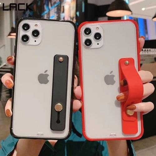 LACK Wrist Strap Hand Band Stand Matte Clear Cases For iphone 12 11 Pro Max X XS XR 7 8 Plus Candy Color Couples Phone Cover