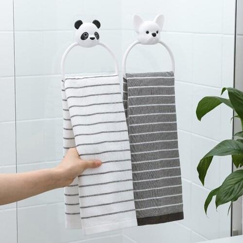 Cute Cartoon Children Towel Rack Ring Bathroom Toilet Wall-Mounted Hanging Rod Home Towel Holder Hanger Kitchen Storage Shelf