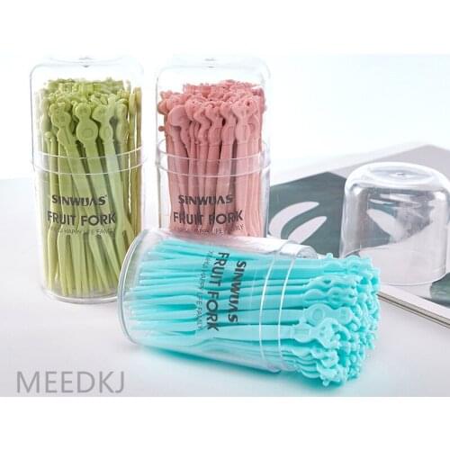 Fruit Fork Set Household Dessert Fruit Sign Cute Creative Fruit Insert Disposable Plastic Cake Fork