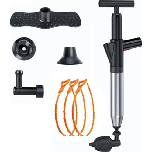 Pipe Cleaner Toilet Plunger High Pressure Drain Plunger Dredge Clog Remover Air Drain Blaster Dredger with 4 Plungers Sewer Pump