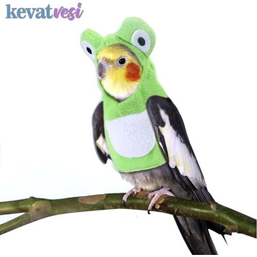 Funny Birds Clothes Cute Frog Shaped Clothes Soft Parrots Coat Cosplay Photo Prop Christmas Halloween Pet Accessories S/m/l
