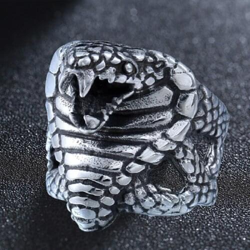 Punk Stainless Steel Gothic Python Cobra Snake Ring Men Women Animal Rings Unisex Fashion Jewelry Gift
