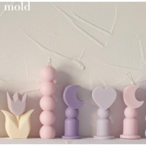 DIY Moon Love Heart Silicone Candle Mold Ball String Aromatic Candle Making Resin Soap Chocolate Mold Wedding Gifts Home Decor