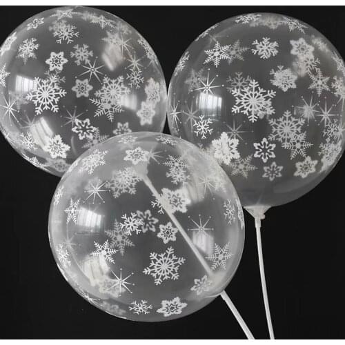 10pcs 12inch Transparent Snowflake Latex Balloons Merry Christmas New Year Wedding Birthday Party Decoration Air Globos Supplies
