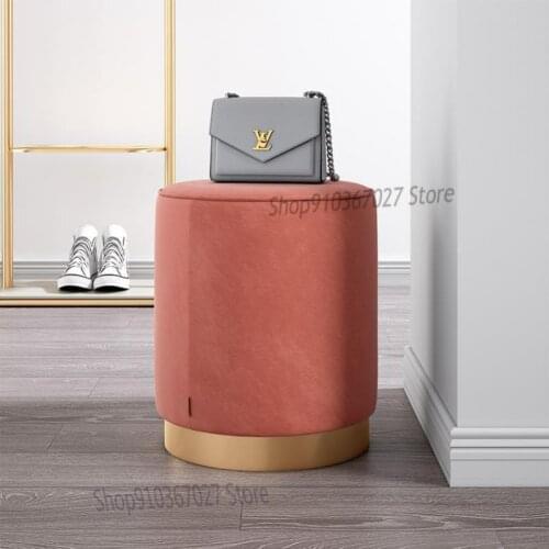 Nordic Home Living Room Sofa Low Stool Makeup Stool Net Red Lazy Shoe Changing Stool Houndstooth Footstool