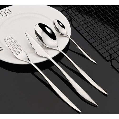 Mirror Dinner Flatware Cutlery Knife Fork Tea Spoon Set Silver Tableware 304 Stainless Steel for Wedding Dinnerware Dropshipping