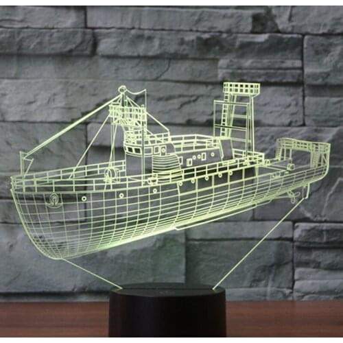 3D LED Night Light Freighter Cargo Ship with 7 Colors Light for Home Decoration Lamp Amazing Visualization Optical Illusion