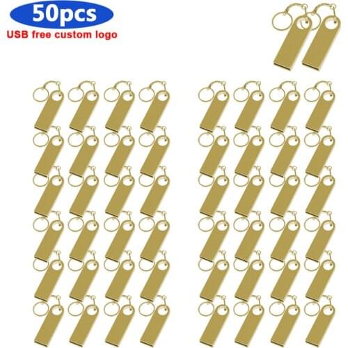 50PCS/LOT Metal USB Flash Drive Custom Logo USB Stick Waterproof Pen Drive Mini USB Stick Custom Logo gifts 128GB 16GB 32GB 64GB