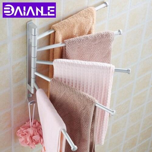 Bathroom Towel Bar Black Rotating Wall Mounted Toilet Towel Rack Aluminium Towel Holder with Hook Bathroom Accessories