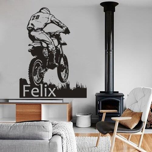 Motocross Motorbike Vinyl Wall Art Stickers Dirt Bike Window Decal Cool Style Boys Bedroom Club Man Cave Home Decoration LL1080