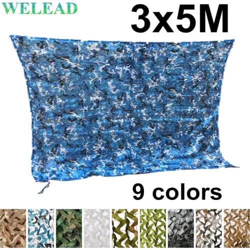 WELEAD 3x5M Reinforced Camouflage Nets Military White Blue Sand Black Garden Shade Hide Mesh Outdoor Awnings 3x5 5x3 3*5M 5*3M