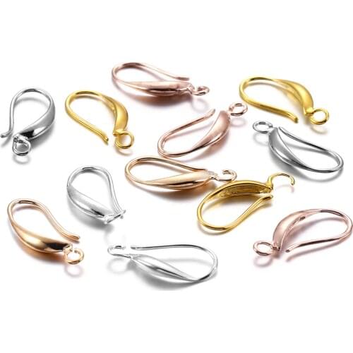 12pcs 17x8mm Copper Rose Gold French Earring Hooks Ear Clasps Settings Ear Wires For DIY Jewelry Making Findings Accessories