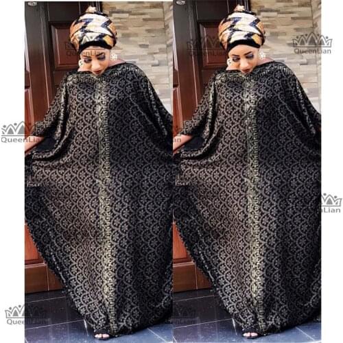 2019 New African Printing with Diamond 100% cotton Chiffon Long Dashiki Dress For Lady Length :140cm Wide:115cm (zuan15