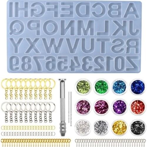 1 Set Crystal Epoxy Resin Mold Alphabet Letter Number Pendant Casting Silicone Mould DIY Crafts Jewelry Making Tools