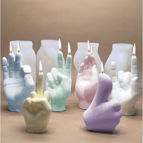1PC INS Creative Silicone Diy Soy Wax Candle Mold Aromatherapy Plaster 3D Gesture Finger Handmade Soap Mould Home Decor Material
