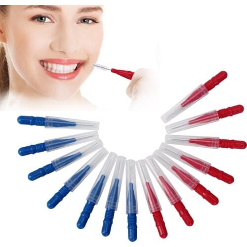 AZDENT 100pcs Dental Push-Pull Interdental Brush Oral Toothpick Gum Interdental Tooth Brush Orthodontic Wire Brush Toothbrush
