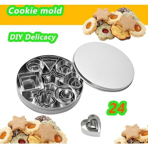 24pc/set Stainless Steel Heart Star Cake Cookie Mold Cake Baking Cutter Molds DIY Fruit Cutting Moulds Home Kitchen Baking Tool3