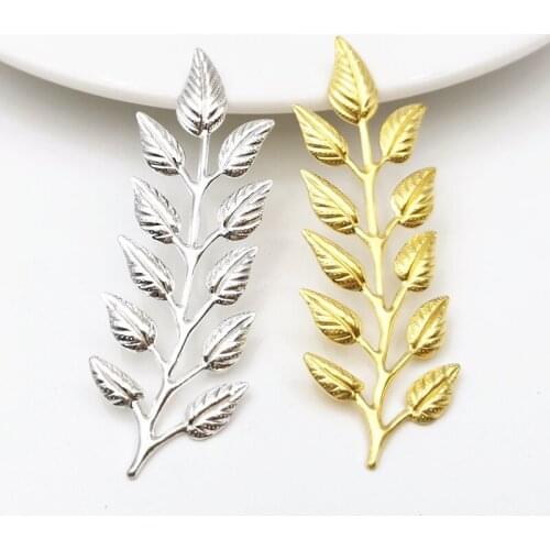 SIXTY TOWFISH 20 Pieces DIY Jewelry Accessories 20*63mm Brass Filigree Flower Slice Charms Spacers For Jewelry Making Settings