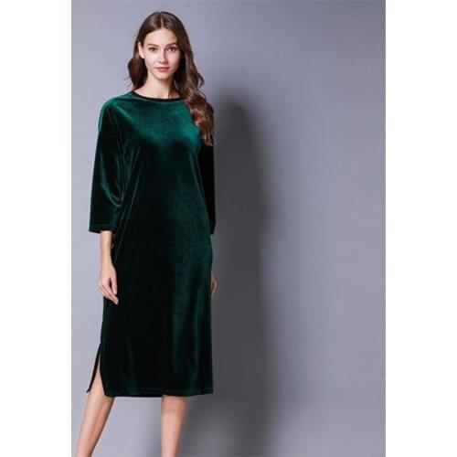 Plus Size 5XL 6XL 7XL Velvet Straight Dress Fashion Women Casual Autumn O-neck Dress Loose Basic Vintage Dress Vestidos