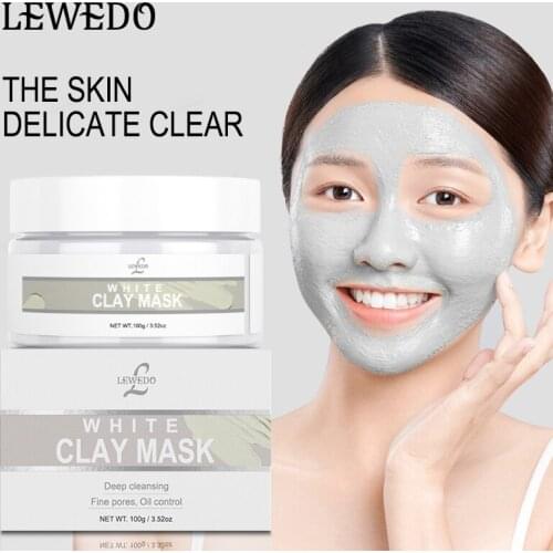 Lewedo 100g White Clay Mask Pore Black Dots Blackhead Deep Cleansing Mask Against Face Acne Exfoliating Facial Beauty Skin Care