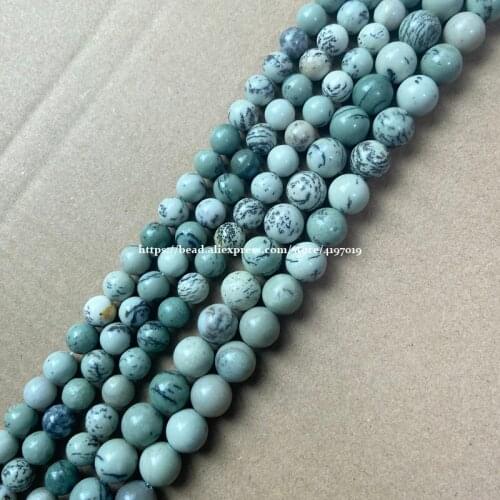 Natural Stone Green Flower Jaspers Round Loose Beads 6 8 10 12MM Pick Size For Jewelry Making