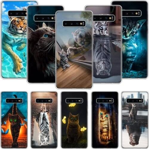 Animal Big Cat Kitten Tiger Phone Case For Samsung Galaxy S10 S20 S21 S9 S8 S7 Note 10 20 9 8 FE J4 J6 Ultra Plus Lite Pro + Edg