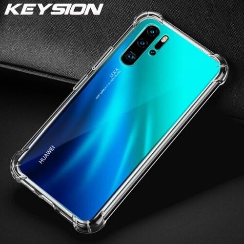 KEYSION Phone Case for Huawei P30 Pro P20 Lite Mate 20 Pro Y7 Y9 2019 Transparent Soft TPU Air Bumper Phone Cover for Honor V20