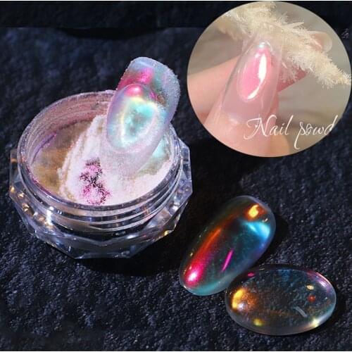Net Red Ice Muscle Powder Crystals Fire Opal Flakes Nail Sequins Purple Pink Holo Glitter DIY Chrome Dust For Nails Manicures