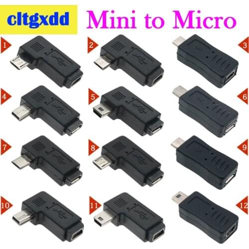Cltgxdd 90/180 Degree Left & Right Angled Mini USB 5pin Female to Micro USB Male Data Sync Adapter Plug Micro To Mini Connector