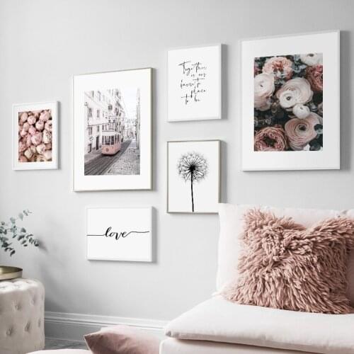 Flower Dandelion Peony Paris Bus Love Wall Art Canvas Painting Nordic Posters And Prints For Living Room Decor Wall Pictures