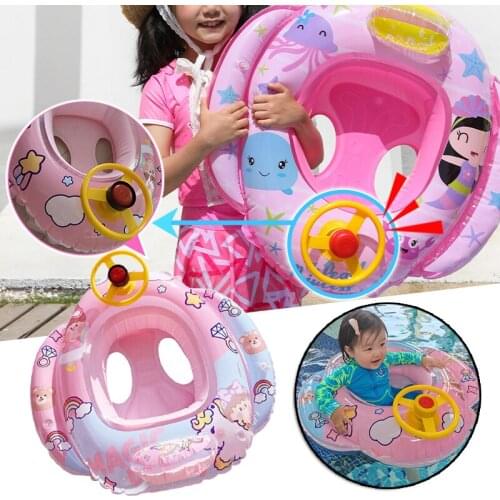 Babys Swimming Ring with Steering Wheel Design Inflatable Swimming Floating Seat Ring for 9-25KG Old Baby Kids can CSV