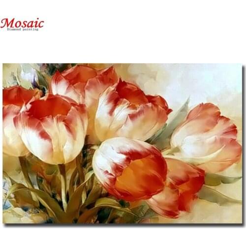DIY 5d Diamond Embroidery Needlework Novelty Square mosaic Pattern Diamond Painting Flower Tulip Set painter beadwork pictures