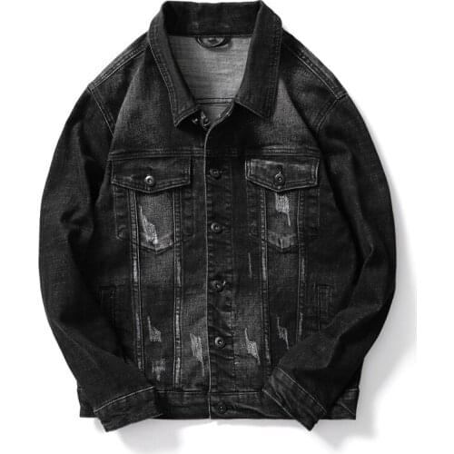Men Denim Jacket Spring Autumn Fashion Vintage Washed Denim Jacket Mens Black Casual Jean Jacket Coat Cowboy Outerwear Male