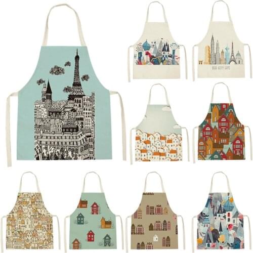 Apron Kid Apron Kitchen Household Item Cartoon Building Apron Adult Hair Apron 55-68cm Apron Custom Logo Kitchen Supplie Tablier