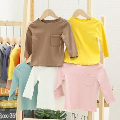 Girls T Shirt Children T Shirts For Boys Candy Color Children T-shirts Girls Top Cotton Long Sleeve Kids Undershirt Baby