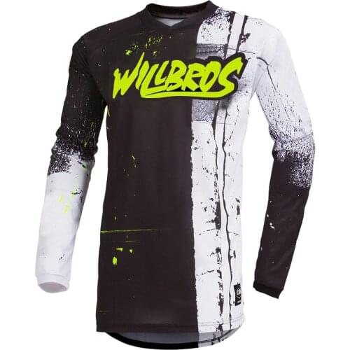 Motocross Racing Jersey Willbros Element MTB Bike Long Sleeve Motor Scooter Summer T-shirt White Black Mens