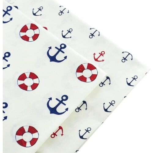 Booksew Cotton Quilting Fabric 2 Pcs/Lot Printed White Sea Anchor 40x50cm Telas De Algodon Para Patchwork Sewing Material Tissu