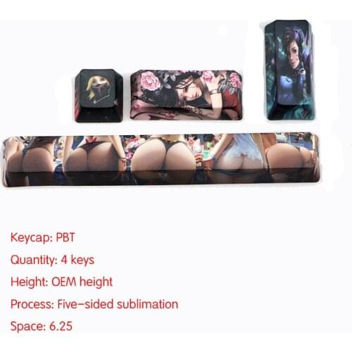 Game Keycaps PBT Five-Sided Sublimation Craft OW 4 Key Keycap OEM Height Mechanical Keyboard Keycap Space 6.25U ESC Entre Keys