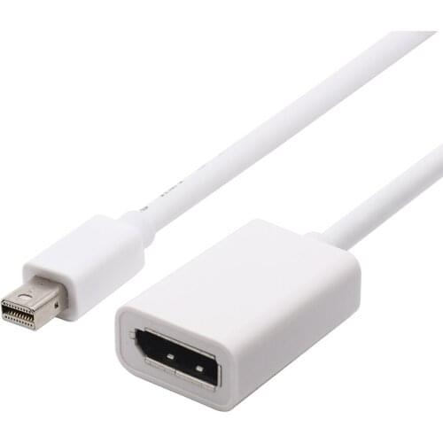 DisplayPort Mini DP male to DP DisplayPort Female Cable 20cm white color for PC laptop Displays Monitors