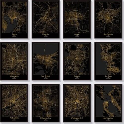 USA Map 5D DIY Diamond Painting Cross Stitch Full Mosaic United States City Scenery Diamond Embroidery Picture of Rhinestone Art