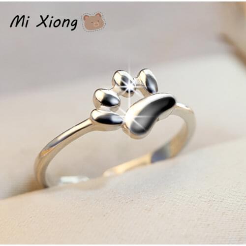 Mi Xiong s925 sterling silver creative dog claw ring is cute without inlay fresh fairy to send girlfriends anniversary gift