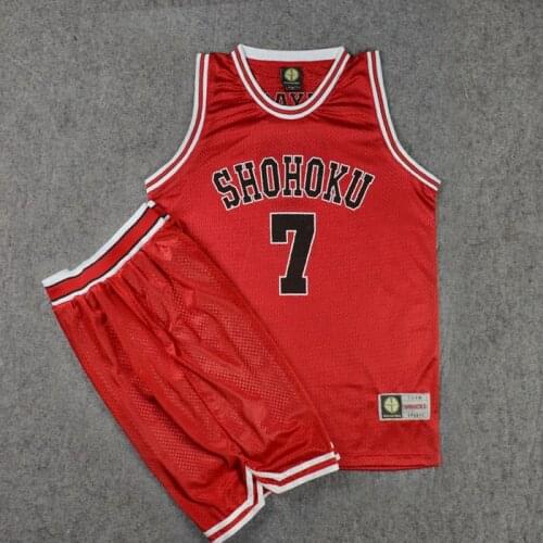 Cosplay Costume SHOHOKU #7 Ryota Miyagi Red Basketball Jersey and Shorts Suit Sportswear Team Uniform M-XXL