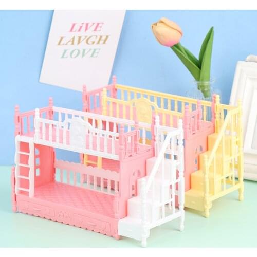 Dollhouse Room Bedroom Simulation Baby Bunk Bed Furniture Toy for 9-11inch Reborn Doll Playset Toy Random Color