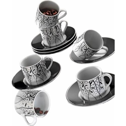 Kutahya Porcelain Dream 7041 Pattern 6 Person Coffee Cup Set Turkish Coffee Espresso Made in Turkey %100 Original