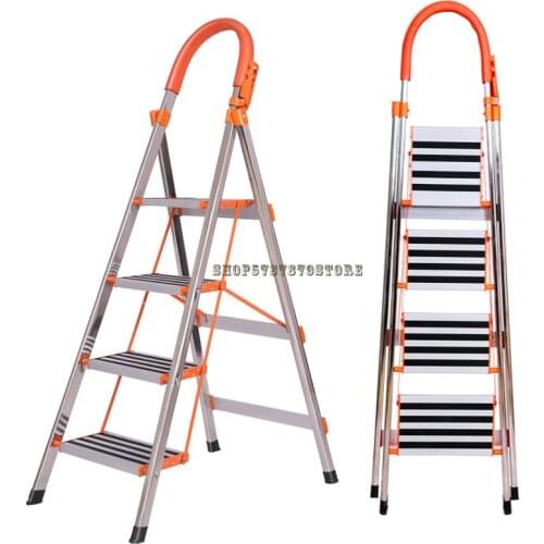 Stainless Steel Ladder Domestic Foldable Herringbone Thickened Reinforced Stair Anti Slip Climbing Ladder Project