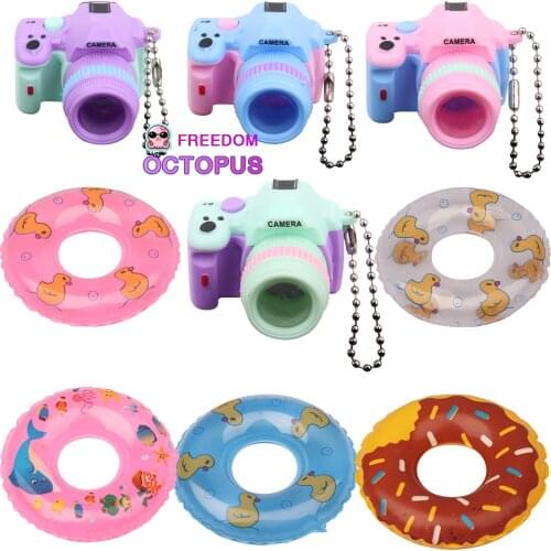 Cute Doll Accessories For 43cm New Baby Dolls Yellow Duck Animal Swimming Ring Sunglass Beach lifebuoy For Dolls Camera Toy Gift