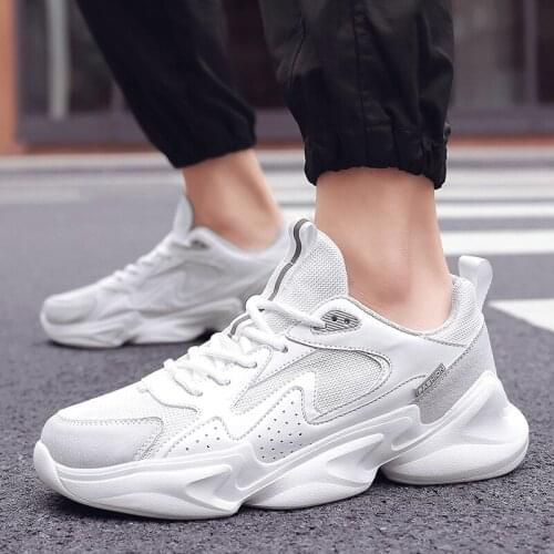 Large Size Mens Sports Shoes 38-47 Harajuku Style Old Shoes Lightweight Thick-Soled Korean Sports Running Shoes