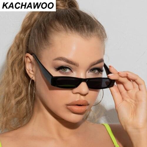Kachawoo rectangle retro sunglasses women black leopard small frame sun glasses men trending accessories Summer cheap European