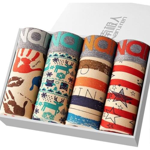 4PCS/Lot Brand Underwear Men Cotton Boxer Homme Sexy Gay Mens Underwear Boxers Hombre Boxershorts Plus Size Boxers Shorts Men